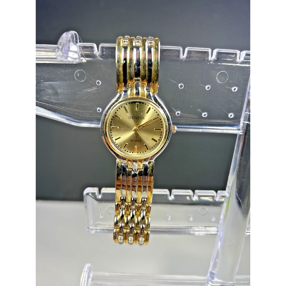 Geneva‎ Ladies Two Tone Gold Dial Quartz Bracelet Watch Stainless Steel Back